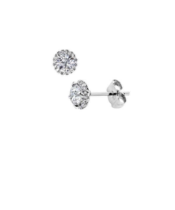 Round Diamond Halo Stud Earrings