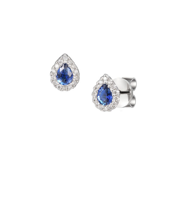 Sapphire & Diamond Halo Stud Earrings