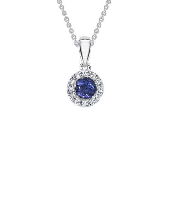 Sapphire & Diamond Halo Pendant