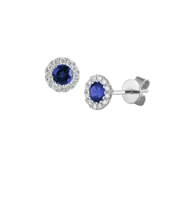 Sapphire & Diamond Halo Stud Earrings