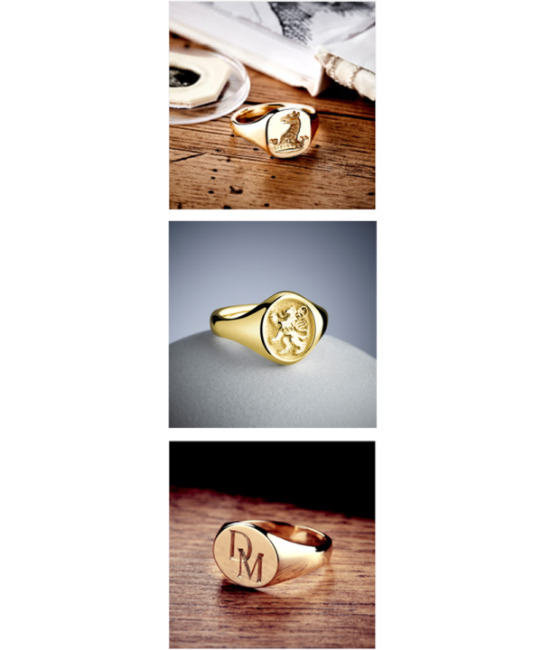 Cushion Stamped Signet Ring – Customisable - Image 2