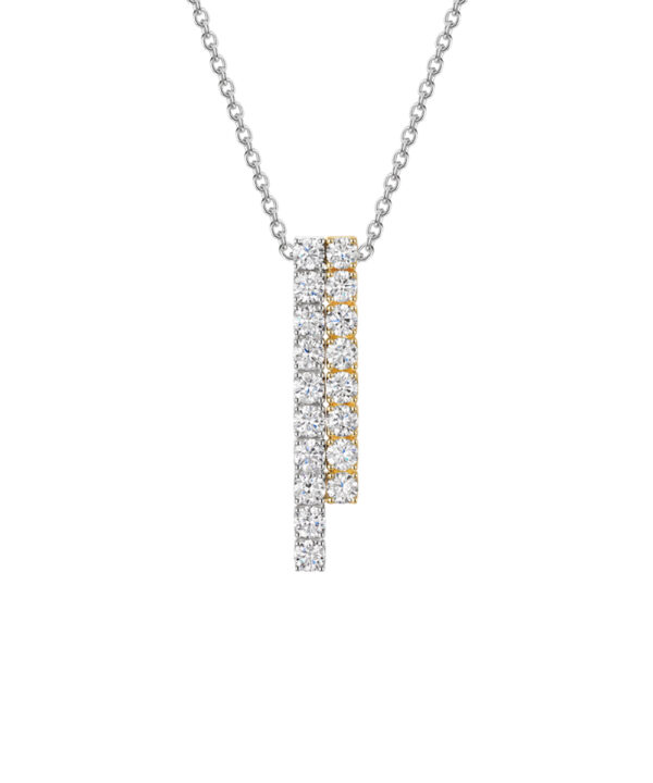 Two-Tone Gold & Diamond Bar Drop Pendant