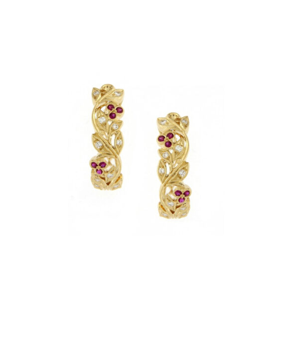 Cherry Floral Hoop Earrings