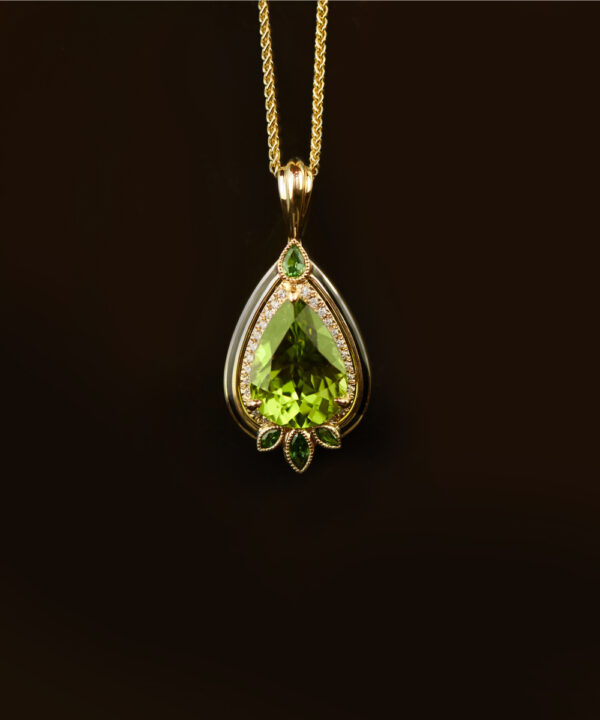 Peridot & Diamond Cocktail Pendant - Image 2