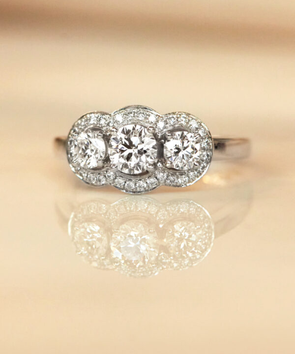 0.50ct F VS2 Round Brilliant Diamond Three Stone Ring