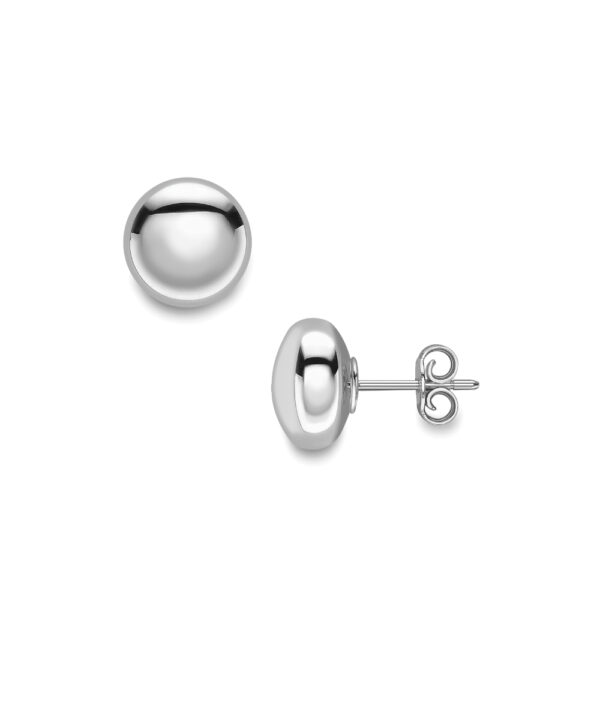 Button Stud Earrings – 18ct White Gold