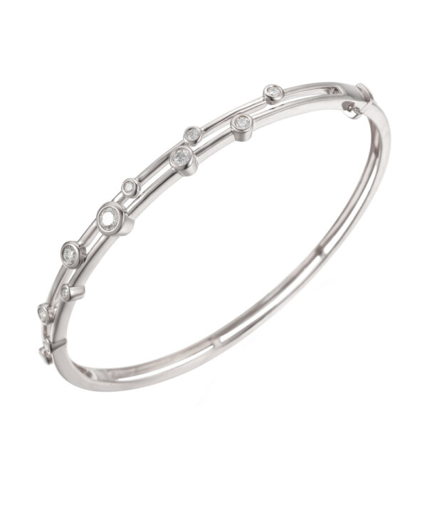 Cascade Diamond Bangle – 18ct White Gold