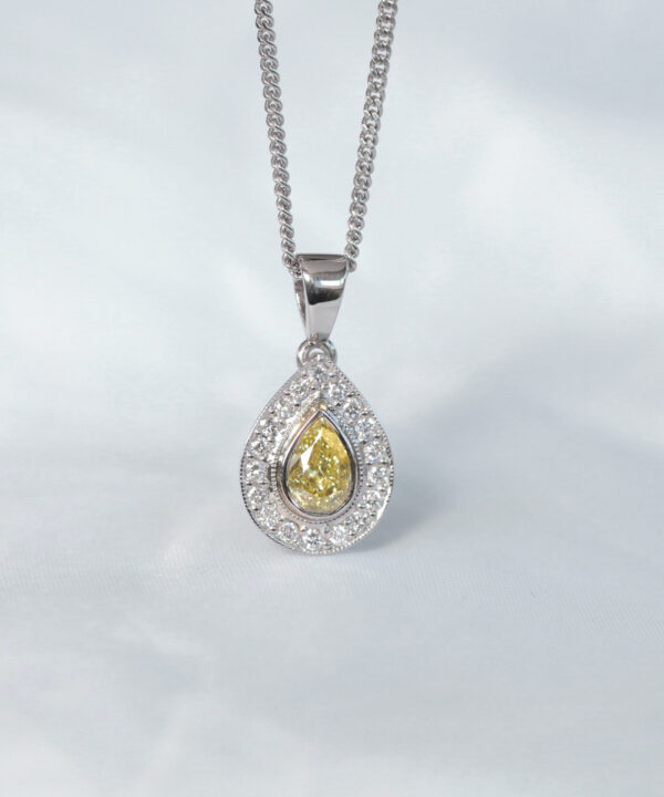 Fancy Yellow Diamond Halo Pendant