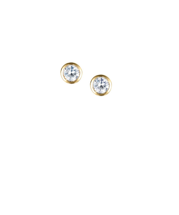 Rubover Diamond Studs – 18ct Yellow Gold