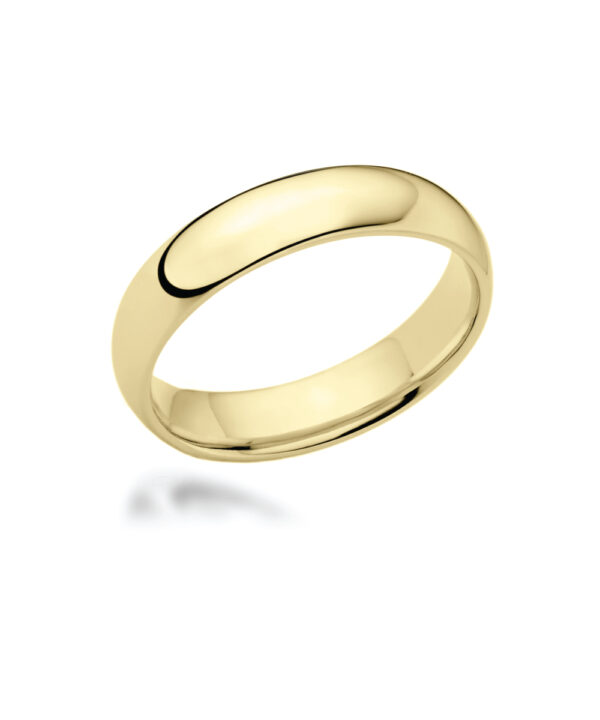 5mm Court Shaped Wedding Band – 18ct Yellow Gold