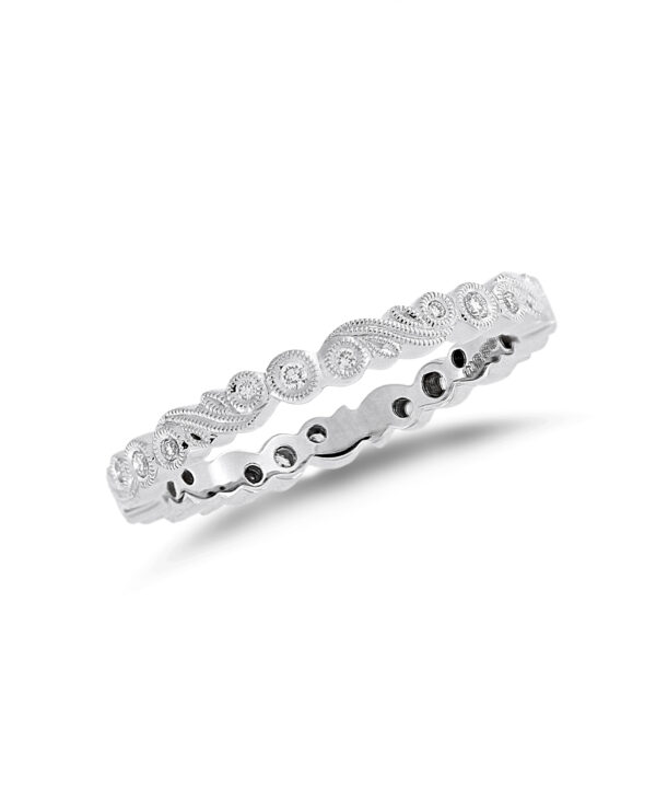 Diamond Set Milgrain Eternity Band