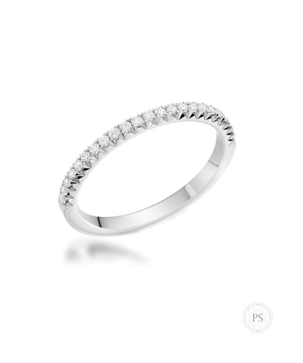 Slim Faceted Diamond Wedding Band