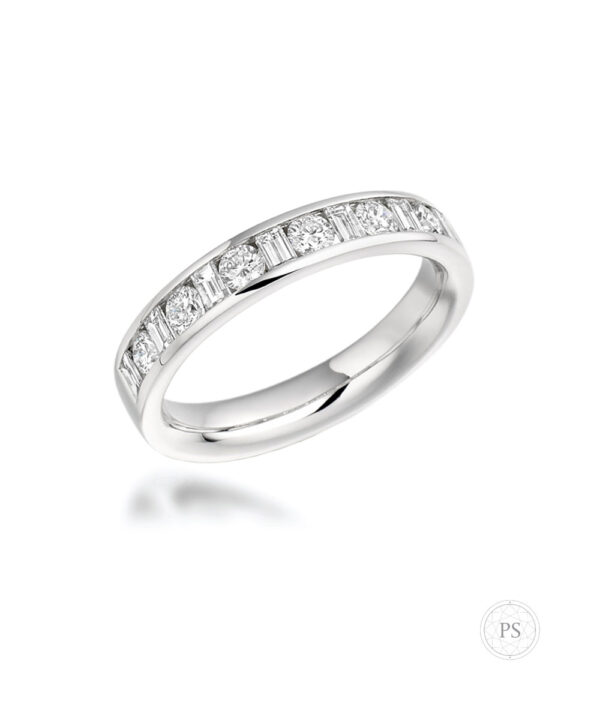 0.75ct Channel Set Round & Baguette Cut Diamond Band