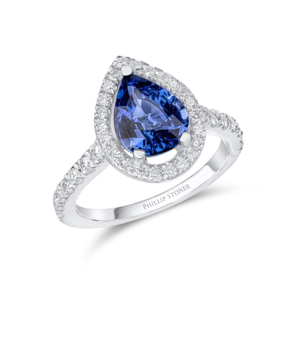 Pear Sapphire & Diamond Thea Halo Ring