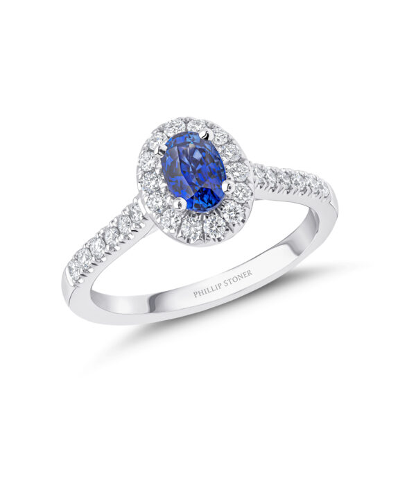 0.78ct Oval Cut Sapphire & Diamond Cluster Ring