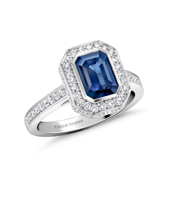 Sapphire & Diamond Luxe Halo Ring