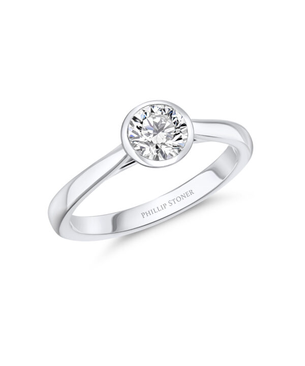 0.50ct E SI1 Round Brilliant Cut Diamond Rubover Ring