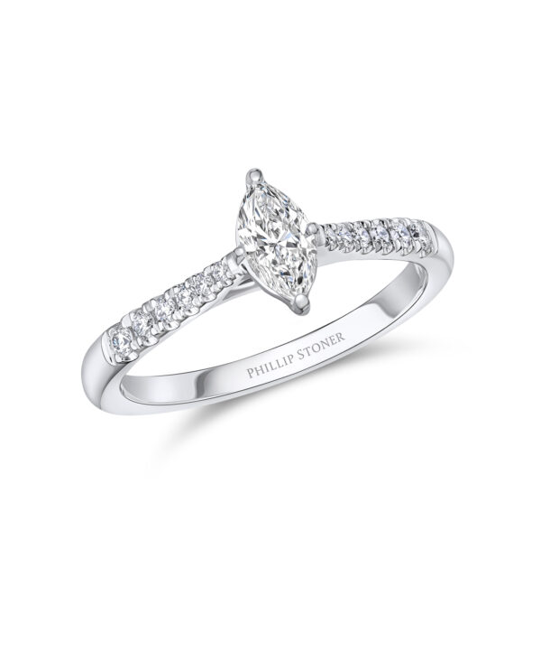 0.31ct F VS1 Marquise Cut Diamond Solitaire Ring