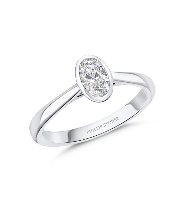 0.55ct G VS1 Oval Cut Diamond Rubover Ring