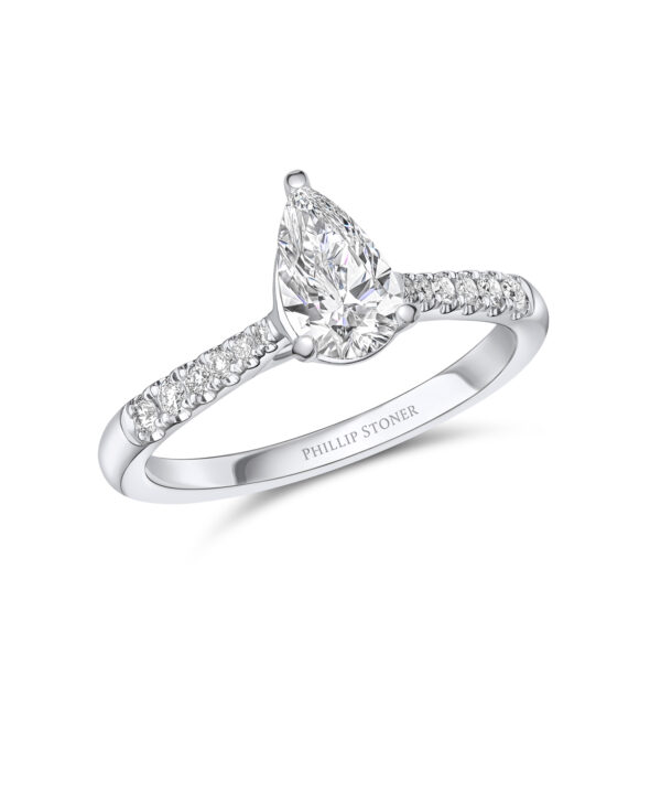 0.70ct E SI1 Pear Cut Diamond Solitaire Ring