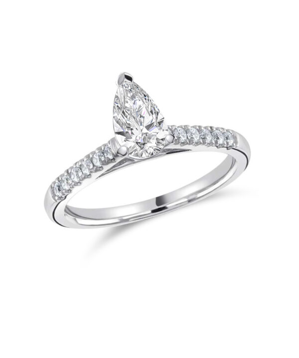 0.71ct D VS2 Pear Cut Diamond Solitaire Ring