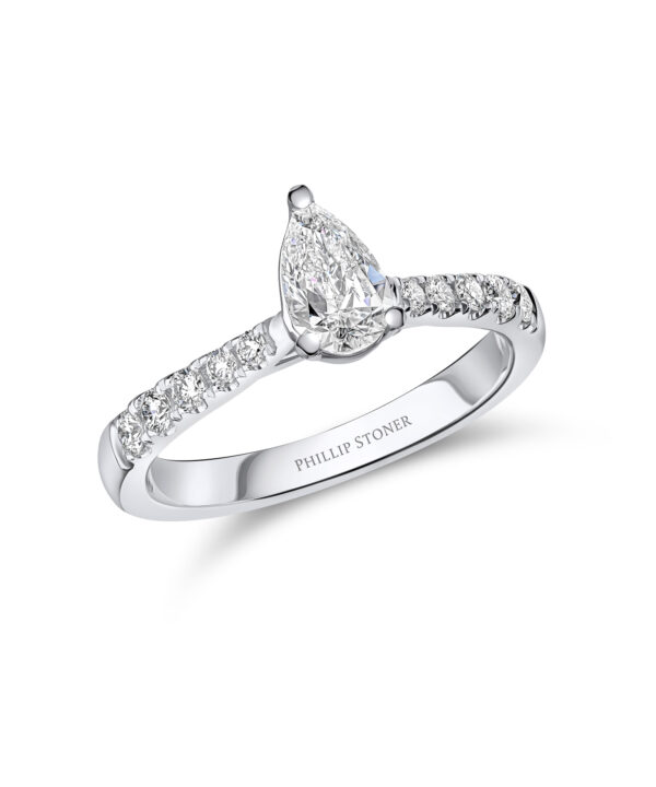 0.41ct G VS2 Pear Cut Diamond Solitaire Ring