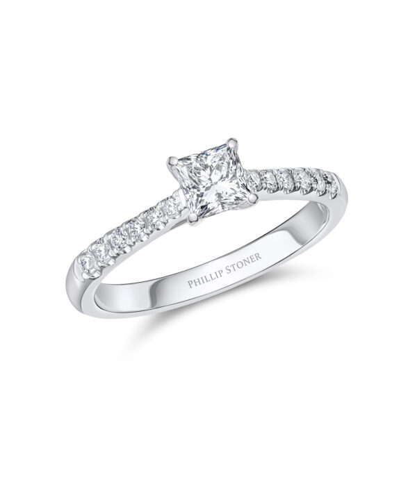 0.50ct F VS2 Princess Cut Diamond Solitaire Ring