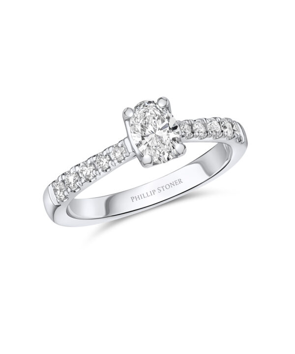 0.52ct D VS2 Oval Cut Diamond Solitaire Ring