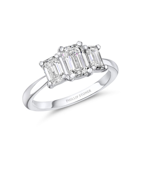 1.20ct G VS2 Emerald Cut Diamond Three Stone Ring