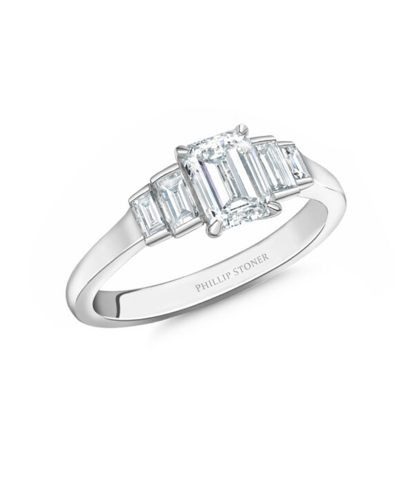 1.01ct F VS2 Emerald Cut Diamond Ava Ring