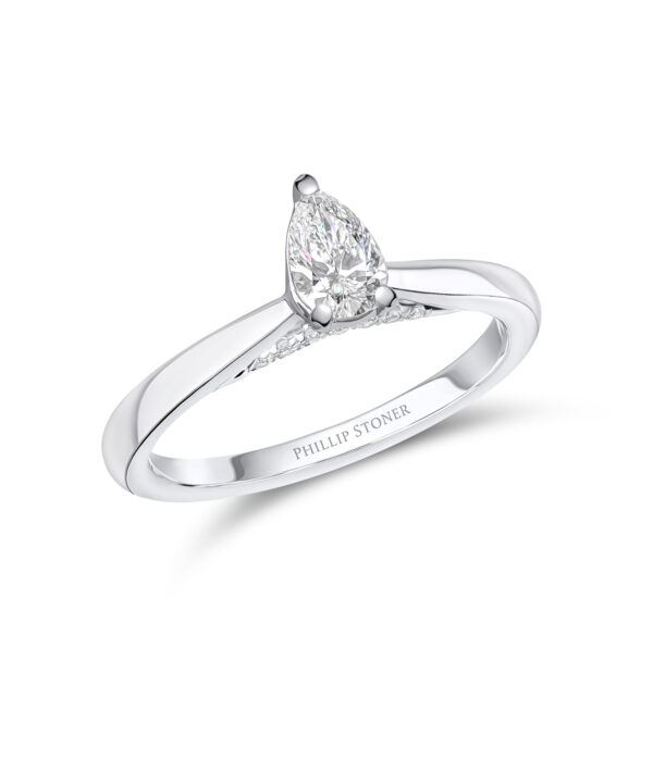 0.36ct G VVS2 Pear Cut Diamond Solitaire Ring