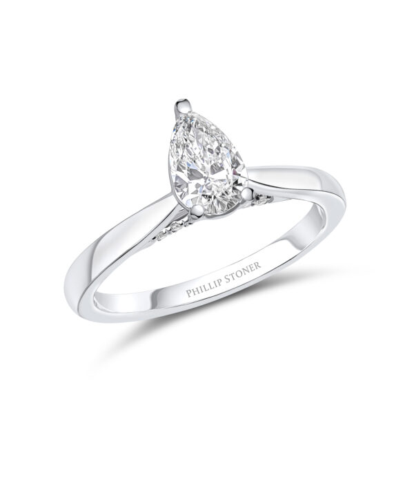 0.70ct G VS2 Pear Cut Diamond Solitaire Ring