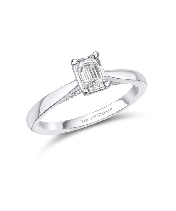 0.77ct E VS2 Emerald Cut Diamond Solitaire Ring