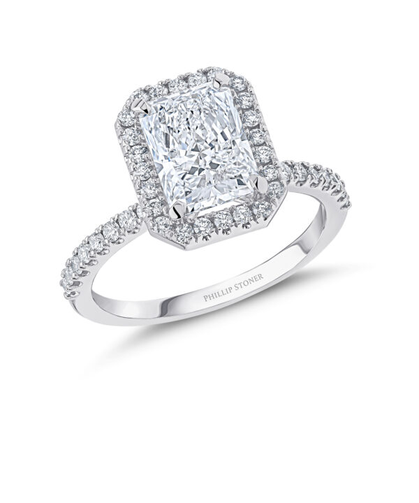 2.00ct D SI1 Radiant Cut Diamond Halo Ring