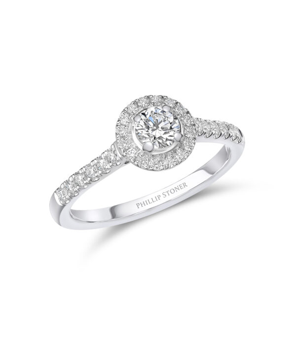 0.30ct G VS2 Round Brilliant Cut Diamond Halo Ring