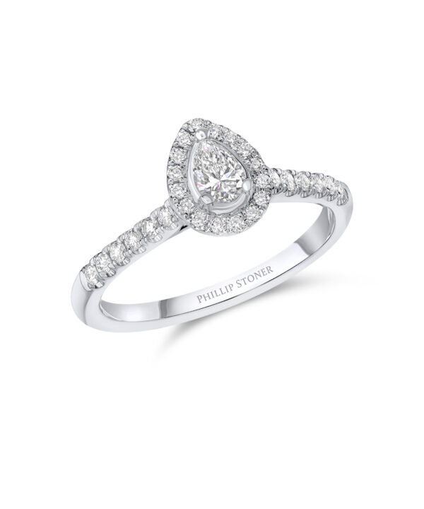 0.21ct G VS Pear Cut Diamond Halo Ring