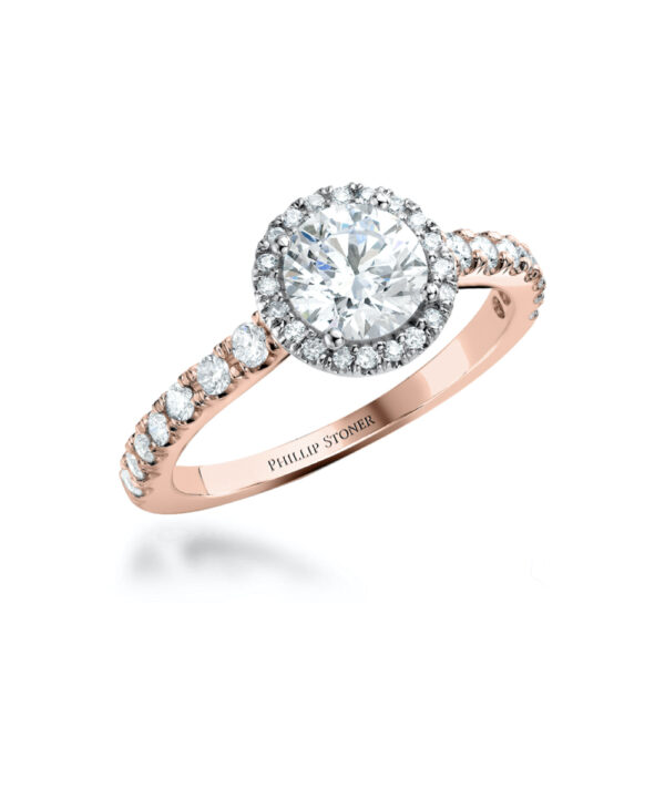 0.74ct F VS2 Round Brilliant Diamond Thea Halo Ring