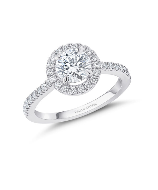 0.90ct D SI1 Round Brilliant Diamond Thea Halo Ring