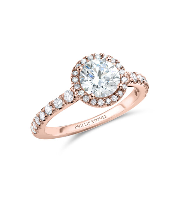 1.02ct D SI2 Round Brilliant Diamond Thea Halo Ring