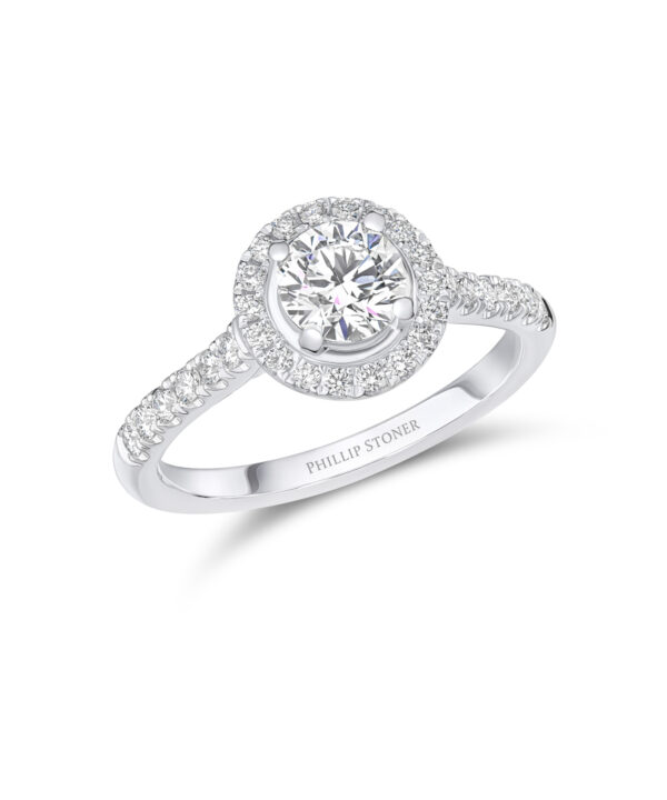 0.70ct G SI1 Round Brilliant Cut Diamond Halo Ring