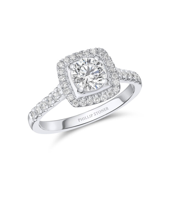 0.70ct G SI1 Round Brilliant Cut Diamond Halo Ring