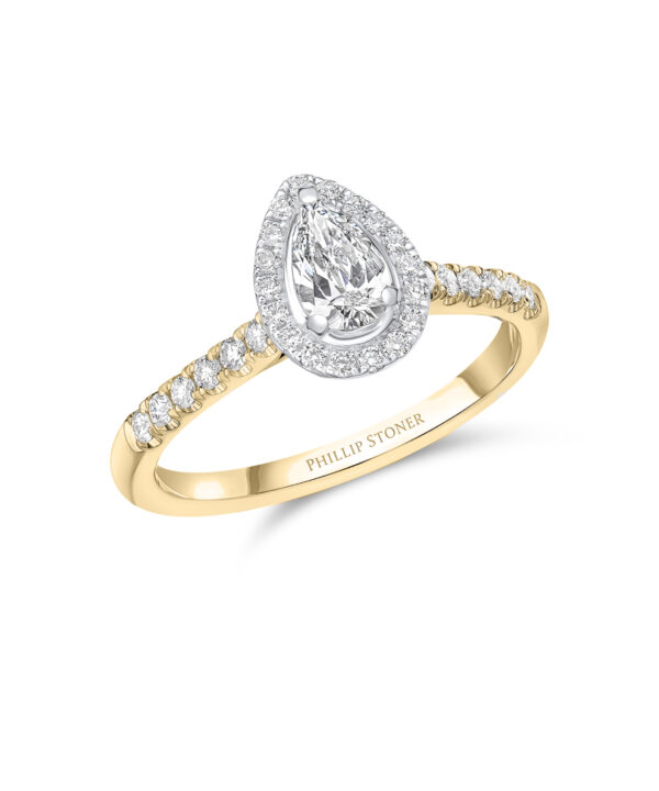 0.30ct F SI1 Pear Cut Diamond Halo Ring