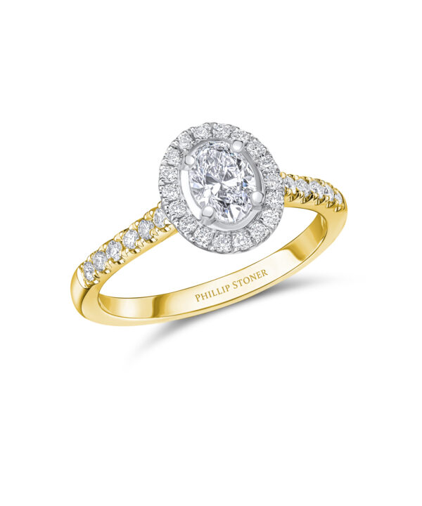 0.50ct D SI1 Oval Cut Diamond Halo Ring