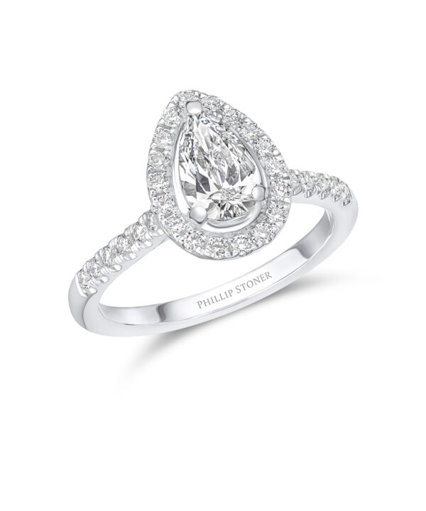 0.70ct G VS2 Pear Cut Diamond Halo Ring