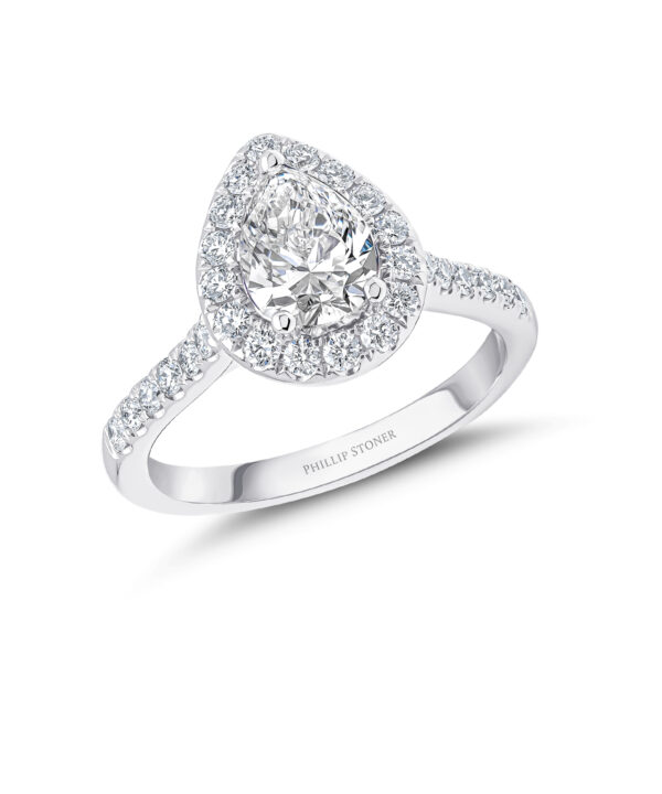 1.70ct H SI2 Pear Cut Diamond Halo Ring