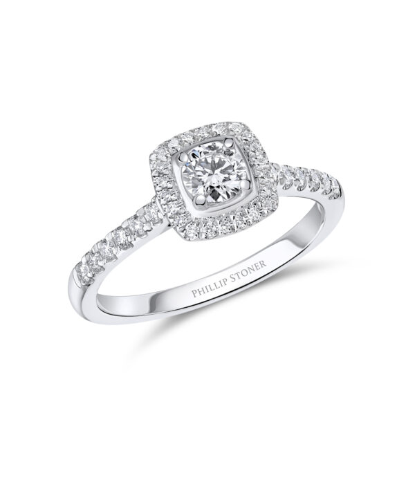 1.70ct H SI2 Pear Cut Diamond Halo Ring