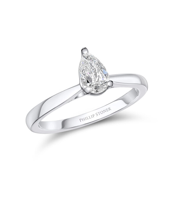 0.50ct G SI1 Pear Cut Diamond Solitaire Ring