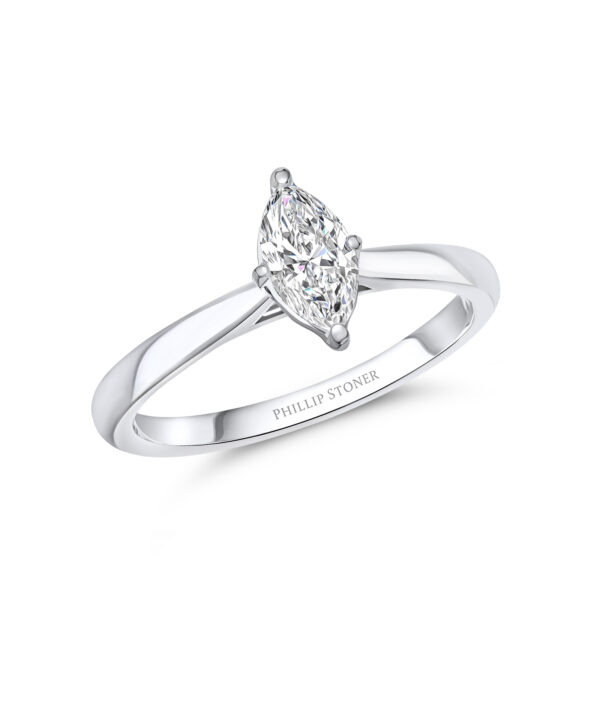 0.46ct E SI1 Marquise Cut Diamond Engagement Ring