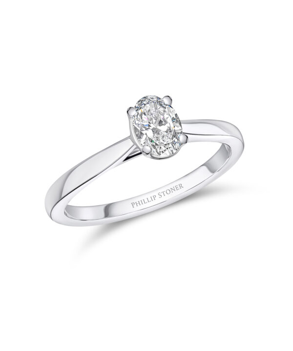 0.50ct F VS2 Oval Cut Diamond Solitaire Ring