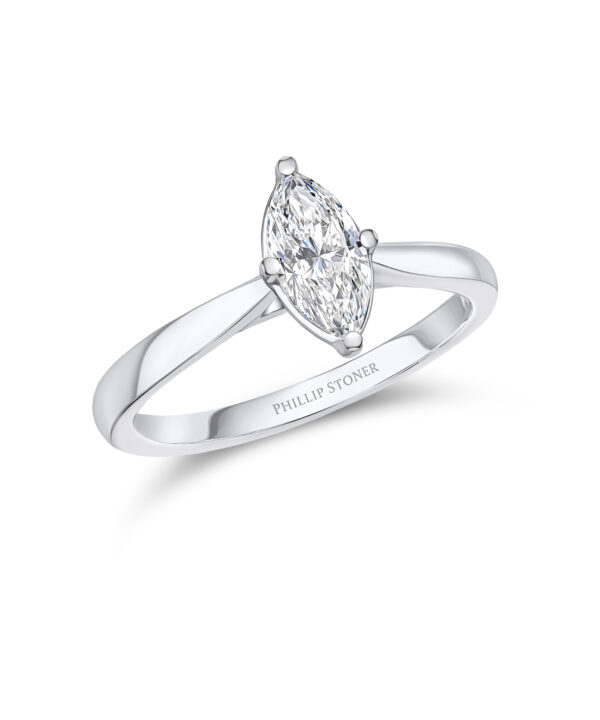 0.70ct E SI1 Marquise Cut Diamond Engagement Ring